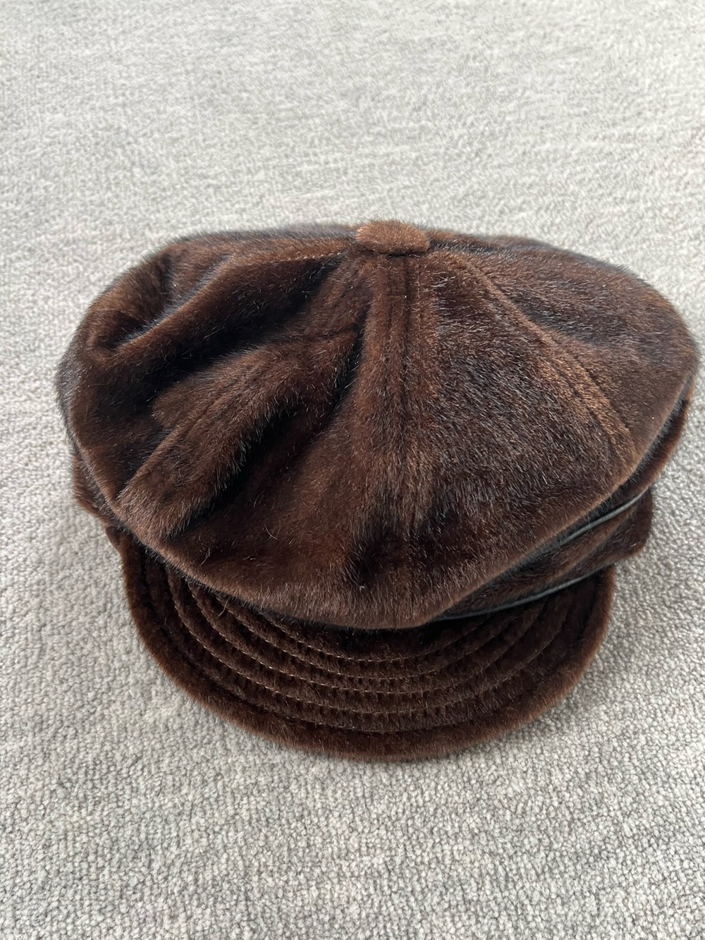 Nine West NWT  Chocolate Brown Faux Fur Newsboy Cap